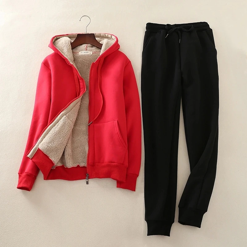 Осень и зима новый из шерсти ягнёнка кашемир свитер костюм плюс бархат женский