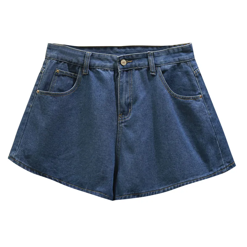 

New Denim Shorts Casual Fashion Loose Plus Size Solid Color Pocket High Waist Buttons Women's Clothing Summer