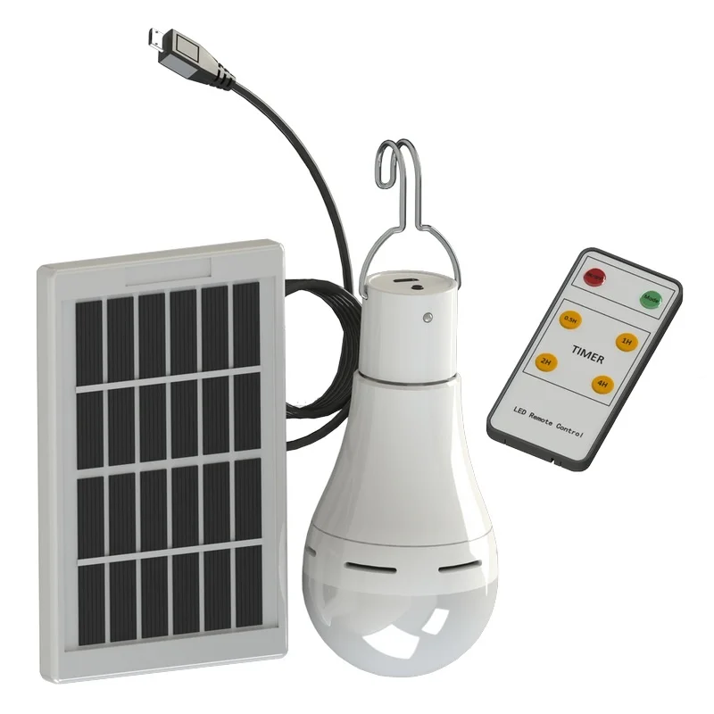 

Solar remote control LED bulb, indoor plastic lamp, waterproof board, emergency bulb with hook, tent lighting, outdoor street