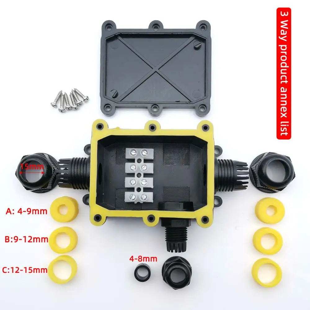 IP68 Two-core Three-core and Four-core Plastic Waterproof Junction Box LED Street Lamp Glued Black Cable Junctio | Обустройство дома