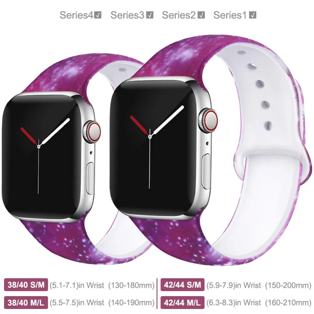 Ленты с цветами для Apple Watch 38 мм 40 мм 42 мм 44 мм, леопардовые силиконовые Печатные Сменные браслеты для iWatch серии 5 4 3 2