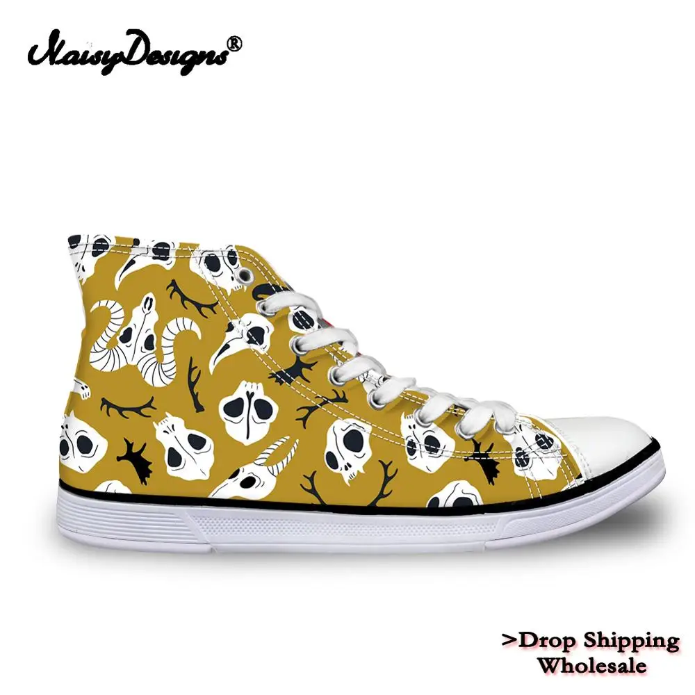 Новинка модная мужская Вулканизированная обувь с 3d рисунком черепа цветов