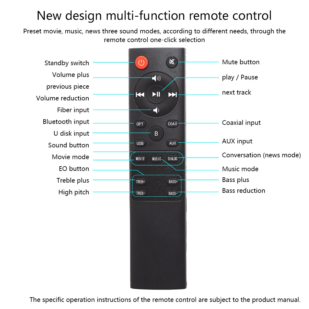 SR100 Bluetooth Speaker 40W Home Theater TV Sound Bar Wireless Speaker Coaxial Optical Home Cinema Subwoofer Speakers
