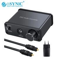 esynic digital to analog aduio converter with headphone amplifier rca 3 5mm aduio adapter coaxial toslink 192khz dac converter