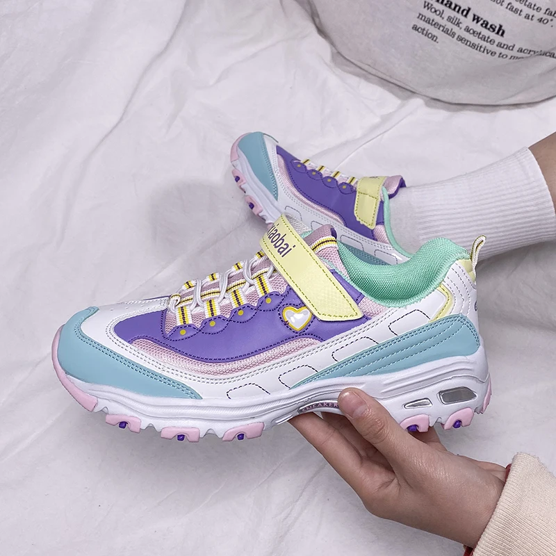 

Lolita Korean style thick-bottom colorful soft girl sweet love heart student daily sneakers women kawaii girl cosplay shoes