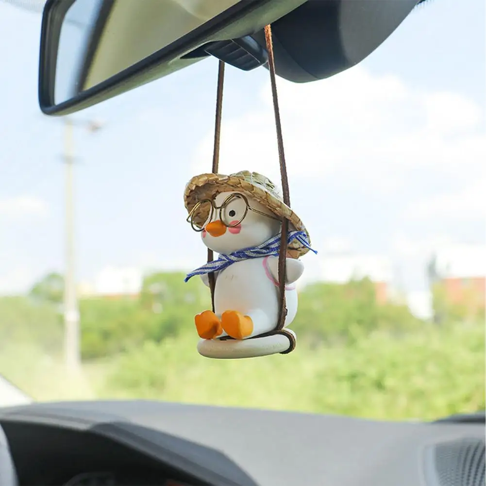 

Gypsum Cute Anime Car Accessorie Swing Duck Pendant Auto Rearview Mirror Ornaments Birthday Gift Auto Decoraction Car