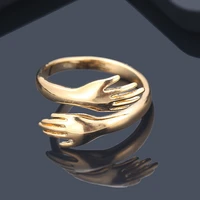 wangaiyao simple and creative cute two handed open ring ring ring hug both hands romantic female ring jewelry