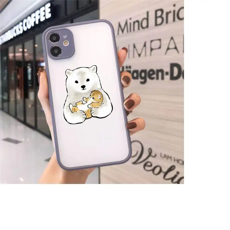 

illustration mushroom bear panda Cute cat Phone Cases matte transparent For iphone 7 8 11 12 plus mini x xs xr pro max cover