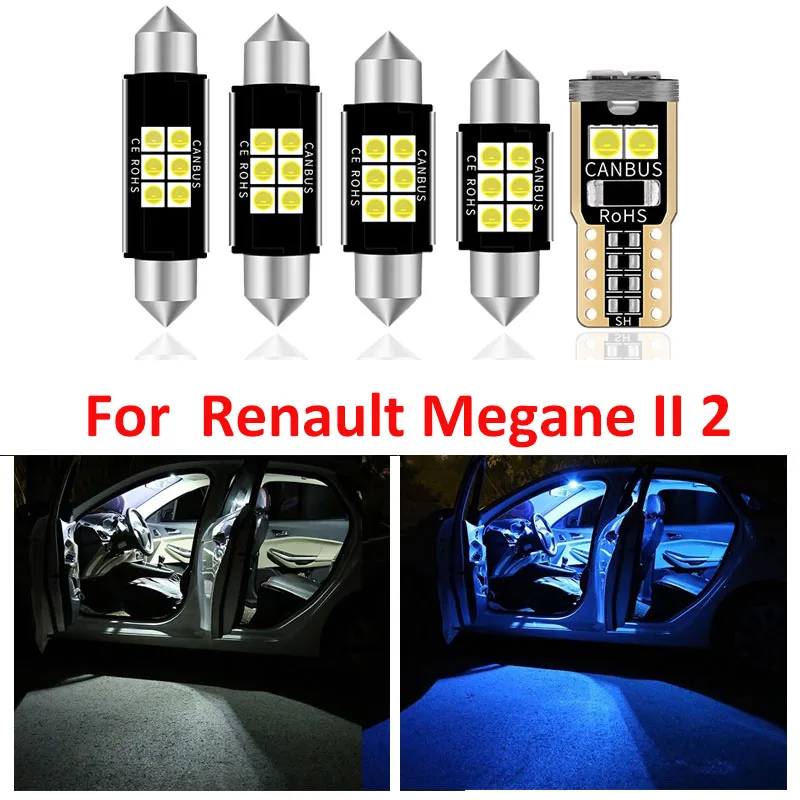 

10pcs Canbus Error Free LED Bulbs Reading Dome Trunk Light Interior Kit For Renault Megane II 2 MK2 2003-2008 License Plate Lamp