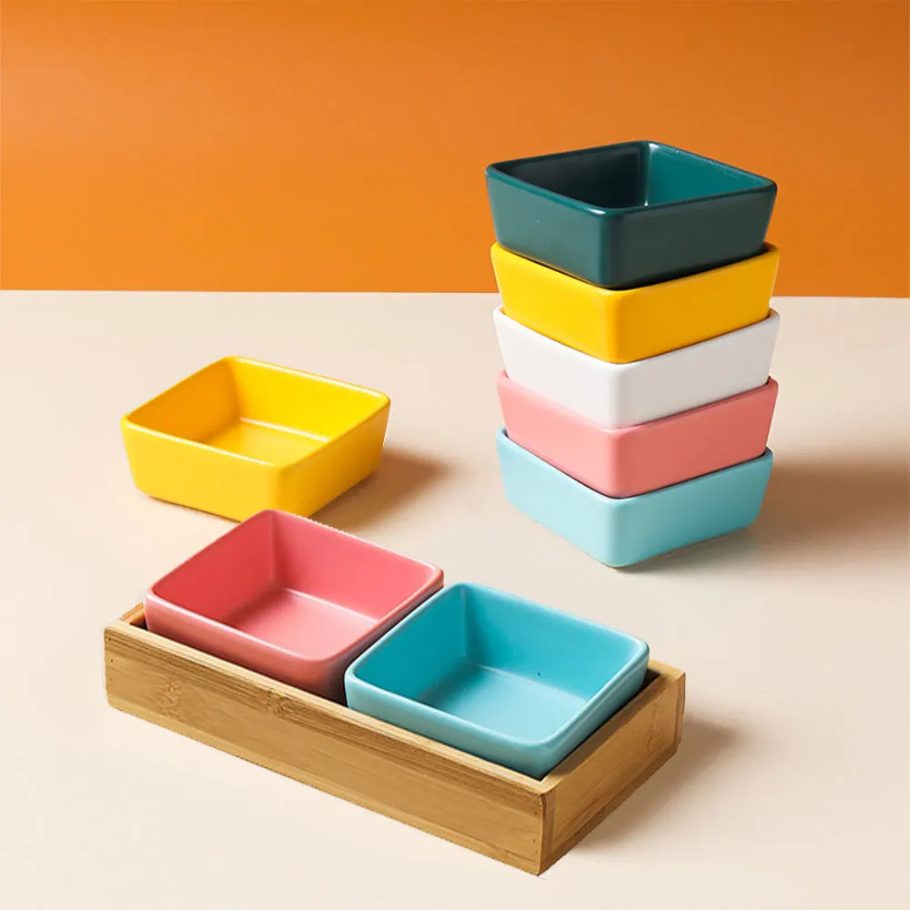 

Ceramic Bowl For Cats And Dogs,Small Pet Feeders/Drinkers,Wooden Trays, Ceramic Dishes,a Variety Of Colors, Pet Supplies