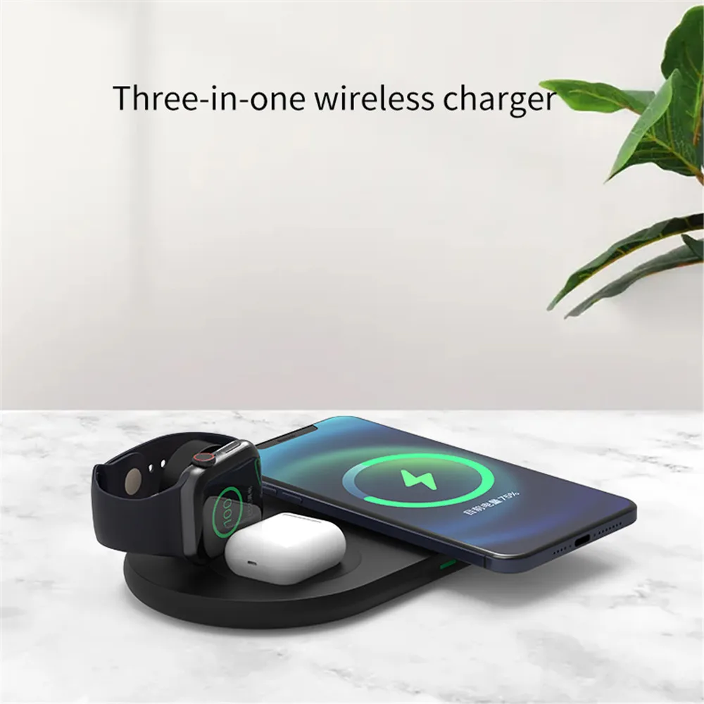 Беспроводное зарядное устройство kebidu 3 в 1 подставка 15 Вт для Apple Watch iWatch 5 AirPods Pro 2