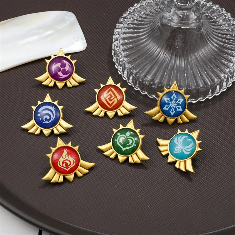 Глаза Бога Genshin Impact Значки для косплея Аниме Костюмы Каваий аксессуары булавки