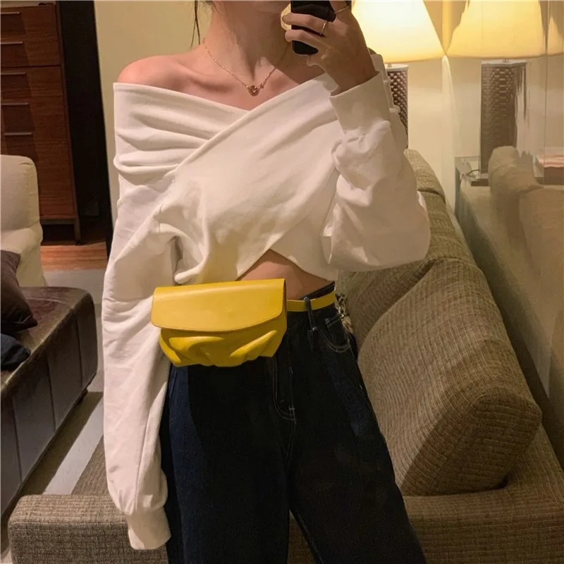 Женские Элегантные толстовки с воротником-лодочкой однотонная Корейская