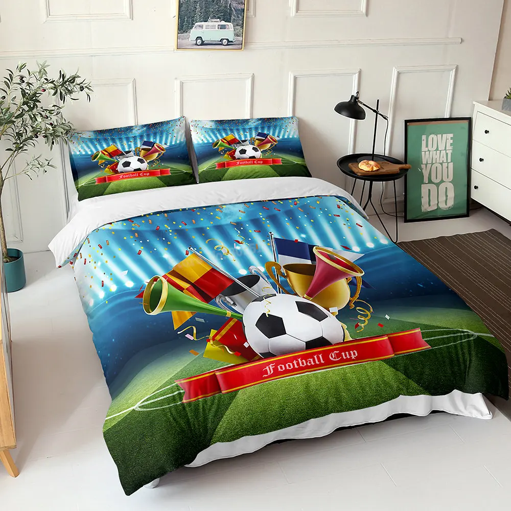 

Sports 3D Football Bedding Set Printed Pillow Case Duvet Cover Double Size Household Textile Products Decoration Teenager's Room