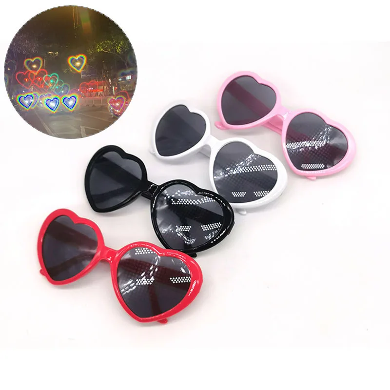

1PC Love Heart Shaped Effects Glasses Women PC Frame Light Change Love Heart Glasses For Watching At Night Glow Party Supplies