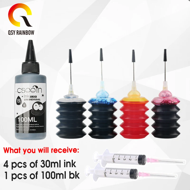 qsyrainbow 4 bk universal refill black compatible refill dye ink for brothercanon for epson for hp printer all inkjet free global shipping