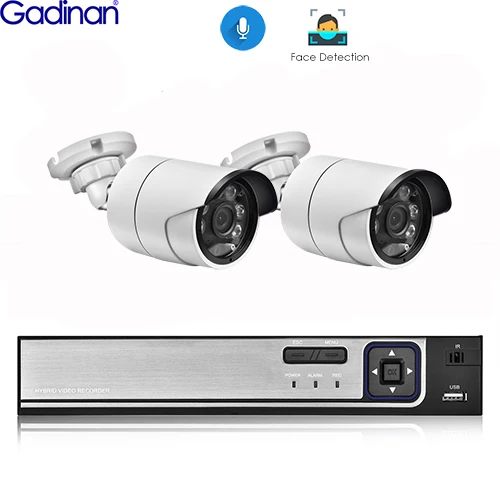8CH NVR and 2Cameras Gadinan H.265 8CH 5MP POE NVR комплект безопасности распознавание лица система видеонаблюдения Аудио AI 5MP IP камера Открытый P2P комплект видеонаблюдения - Цвет: 8CH NVR and 2Cameras