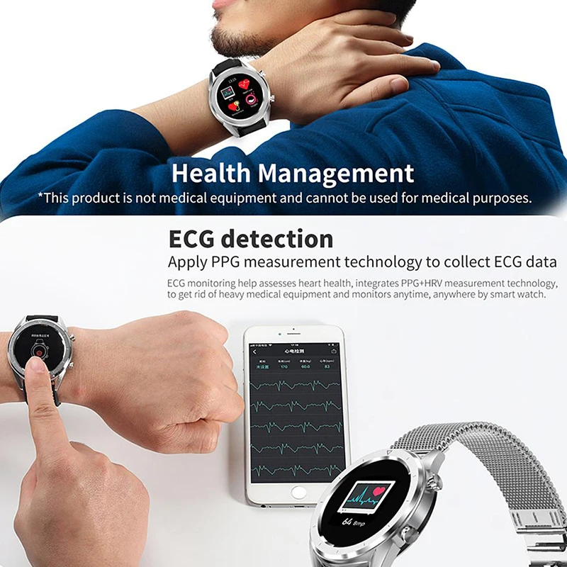 Мужские Смарт-часы DT28 водонепроницаемые часы фитнес-трекер оплата ЭКГ