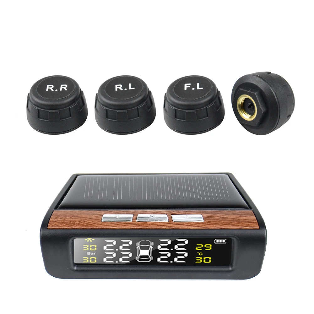 TPMS Солнечная автомобильная система контроля давления в шинах, 4 внешних датчика Предупреждение предупреждение о температуре T06N T01W Visture