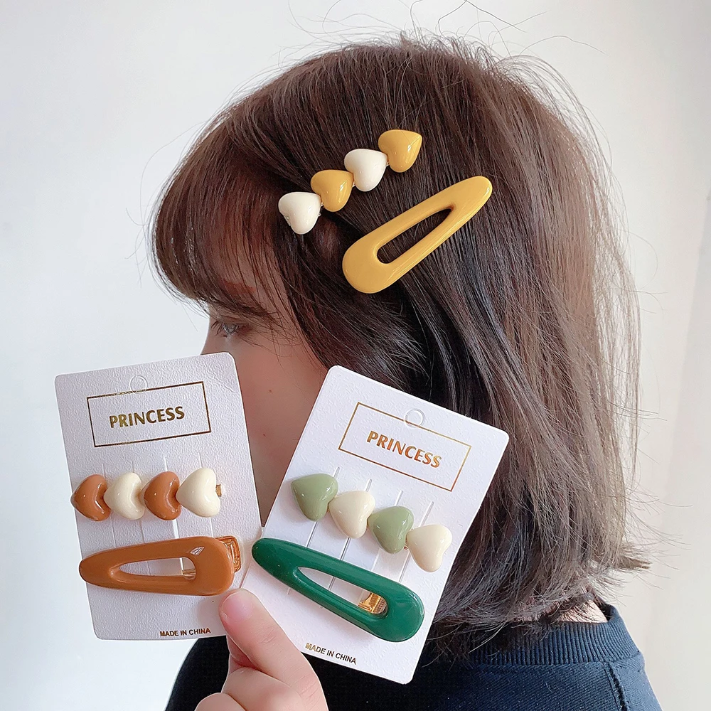

2021 New Korea Style Fashion Heart Hair Clip for Women Romantic Female Hairpin Hair Accessories Hair Stick Barrettes Wholesale