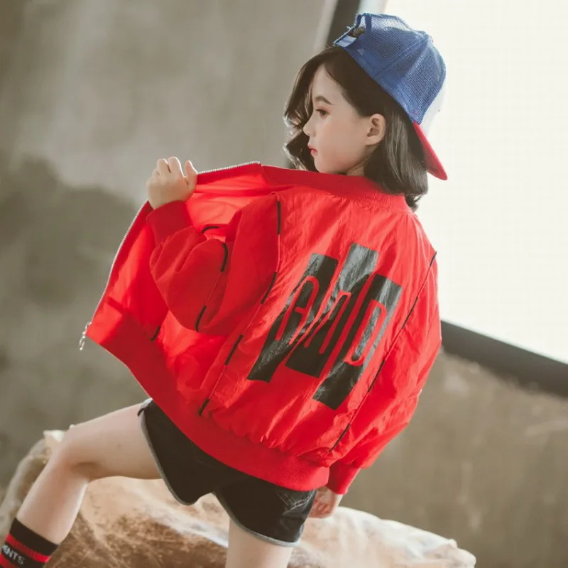 Коллекция 2019 года осенняя куртка с буквенным принтом для маленьких девочек