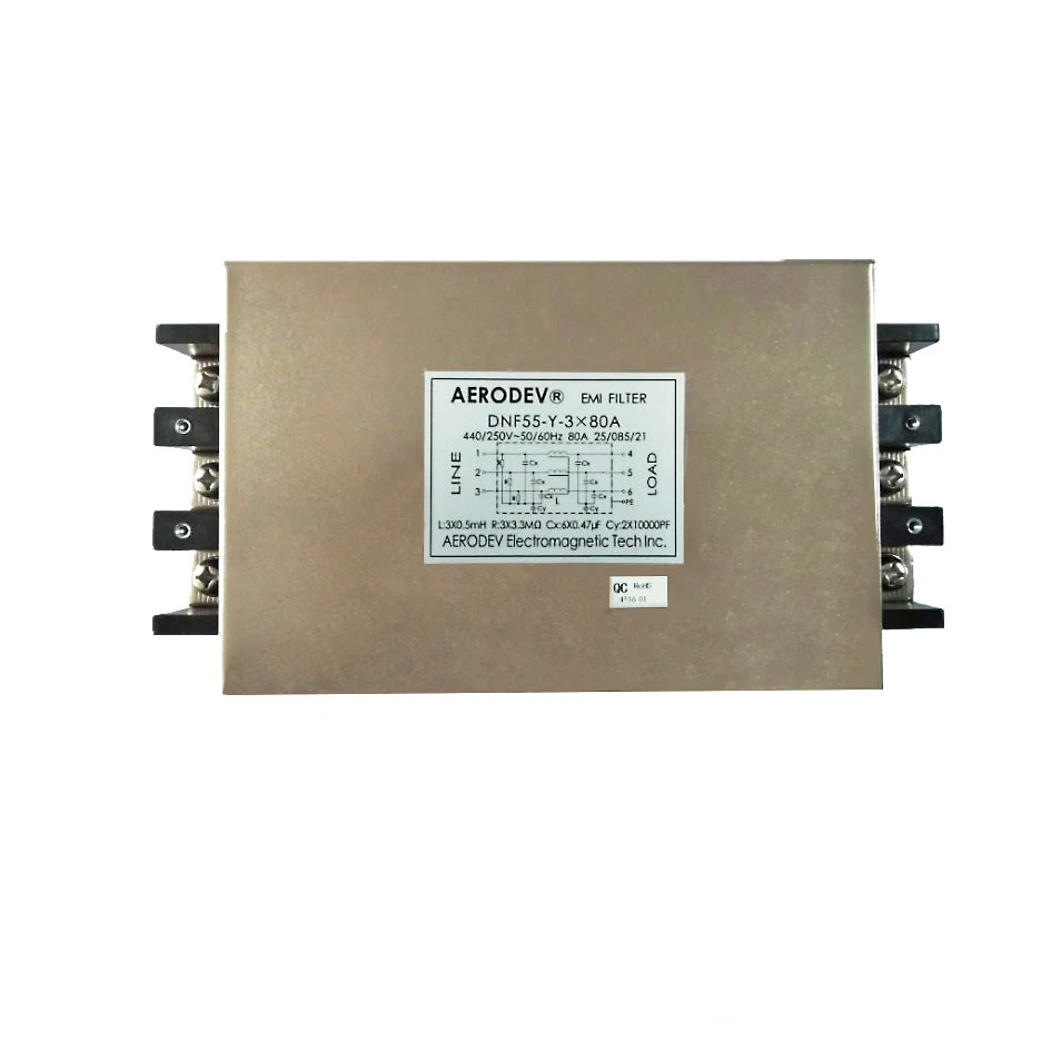 Aerodev фильтр источника питания DNF55-Y-3x80A трехфазный EMI 80A 440V 50-60Hz | Обустройство дома