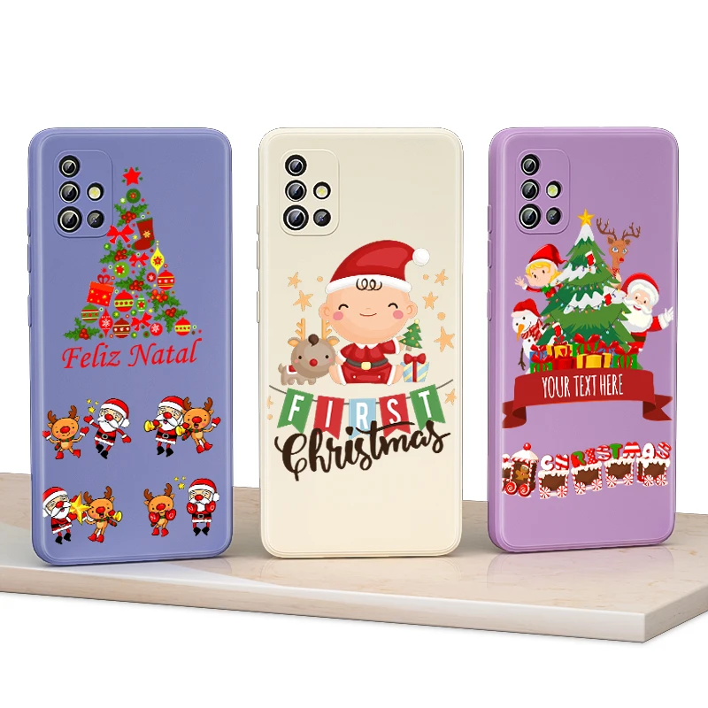 

Merry Christmas gift For Samsung A52S A52 A51 A91 A81 A71 A32 A21S A22 A12 A03S A02S A01 Liquid Silicone Soft Phone Case