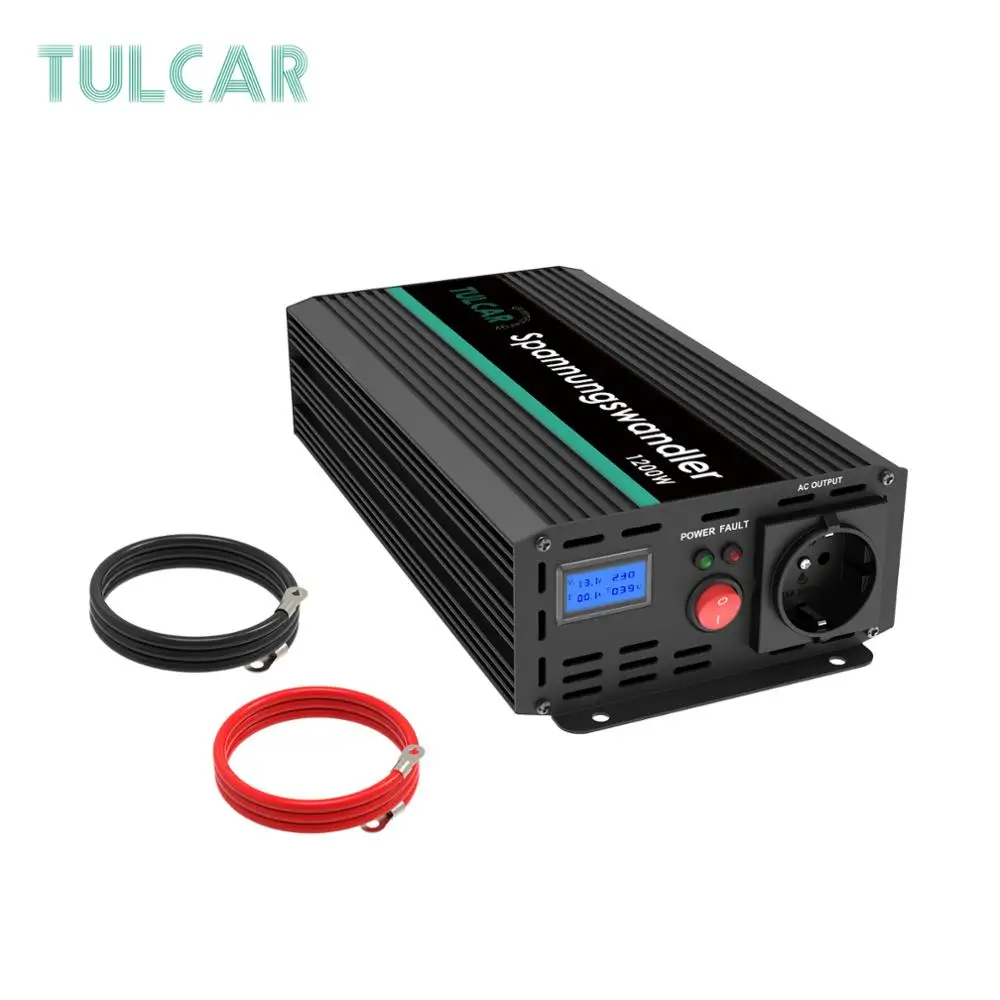 TULCAR инвертор 1200 Вт 2500 Вт Модифицированная синусоида DC 12 В AC 220 В 230 в 240 В с ЖК-дисплеем