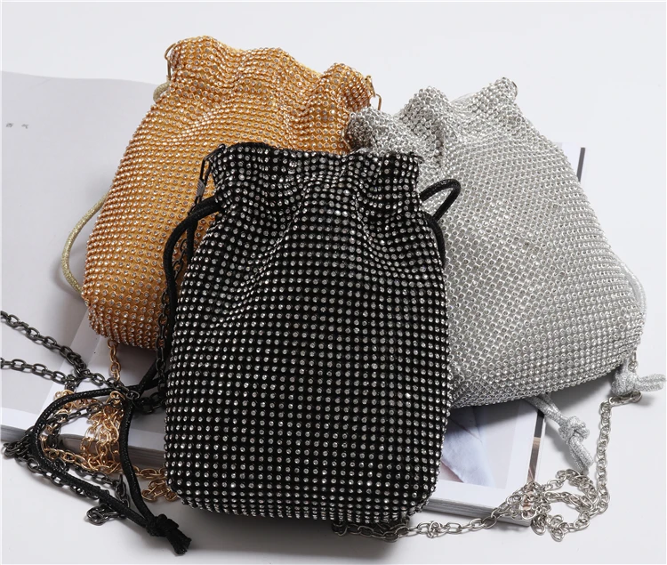 Стразы мини сумки ведра для женщин Милая блестящая Наплечная Сумка в виде