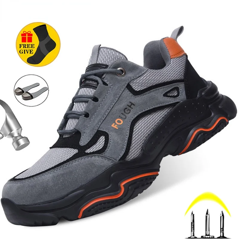 

2021 Indestructible Sneakers Male Work Shoes Fashion Safety Shoes Men Anti-smash Anti-puncture Work Boots Men Industrial Shoes