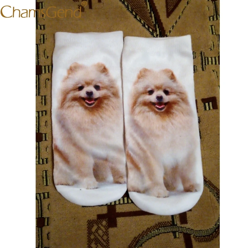 Женские носки милые хлопковые с 3d-изображением Померанской собаки повседневные
