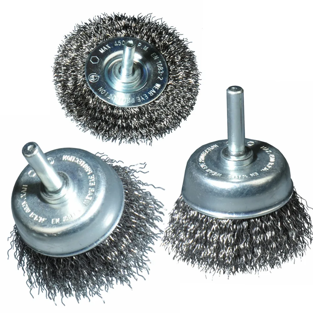 

New 3pcs Cup Brush 50 Mm + 75 Mm + Disc Brush 75 Mm Drill Taper Brush 50mm 75mm