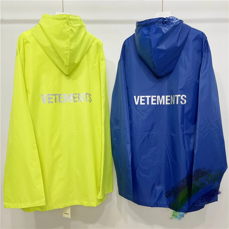 

Oversized Vetements Jacket Men Women 1:1 Best Quality Windbreaker Raincoat Coat Green Blue Vetements Waterproof Jackets