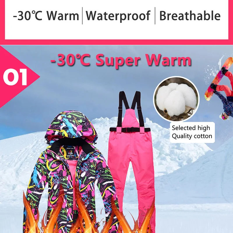 Лыжный костюм для мужчин и женщин зимняя теплая водонепроницаемая ветрозащитная