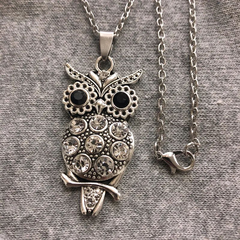 

Owl alloy pendant necklace creative punk opal fashion jewelry men and women