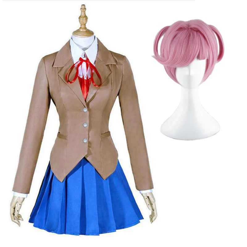 Игра Doki Literature Club Monika Sayori Yuri Natsuki косплей костюм Kawaii школьная форма женский синяя