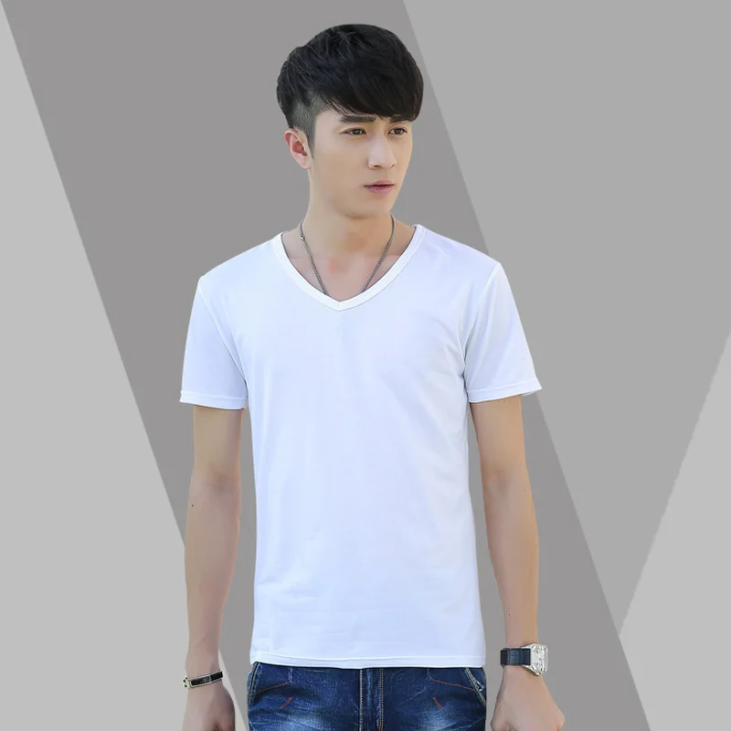 Новинка 2019 Мужская Простая белая футболка с круглым воротником и коротким