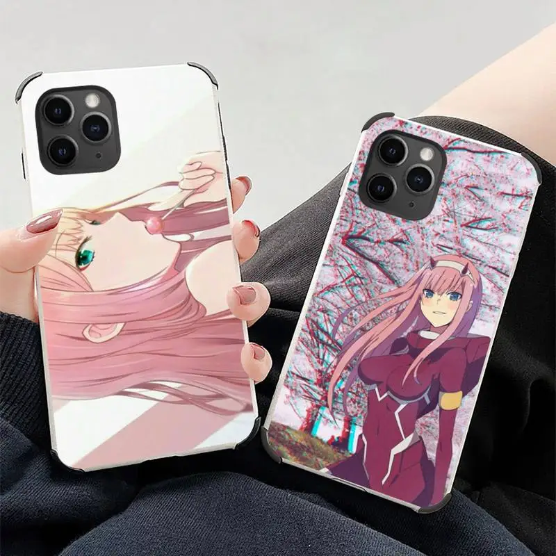 

Darling in the Franxx ZERO TWO Phone Case Lambskin Leather For iphone 12 11 8 7 6 XR X XS PLUS MINI PLUS PRO MAX Shockproof