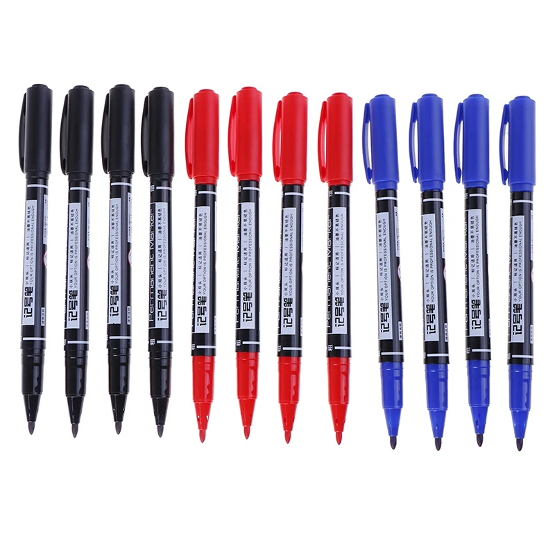 3 шт. упак. перманентные маркеры с двойным наконечником тонкие точки (черные синие