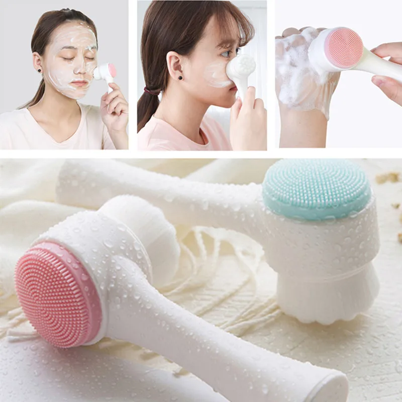 Силиконовое очищающее средство для лица 3D двусторонняя щетка Очищающая