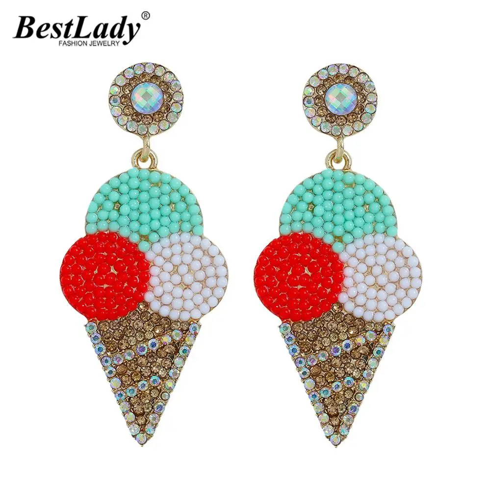 

Серьги-подвески Best Lady в стиле бохо женские, модные симпатичные бусины Серьги с мороженым, Цветные Висячие серьги ручной работы, летняя бижут...