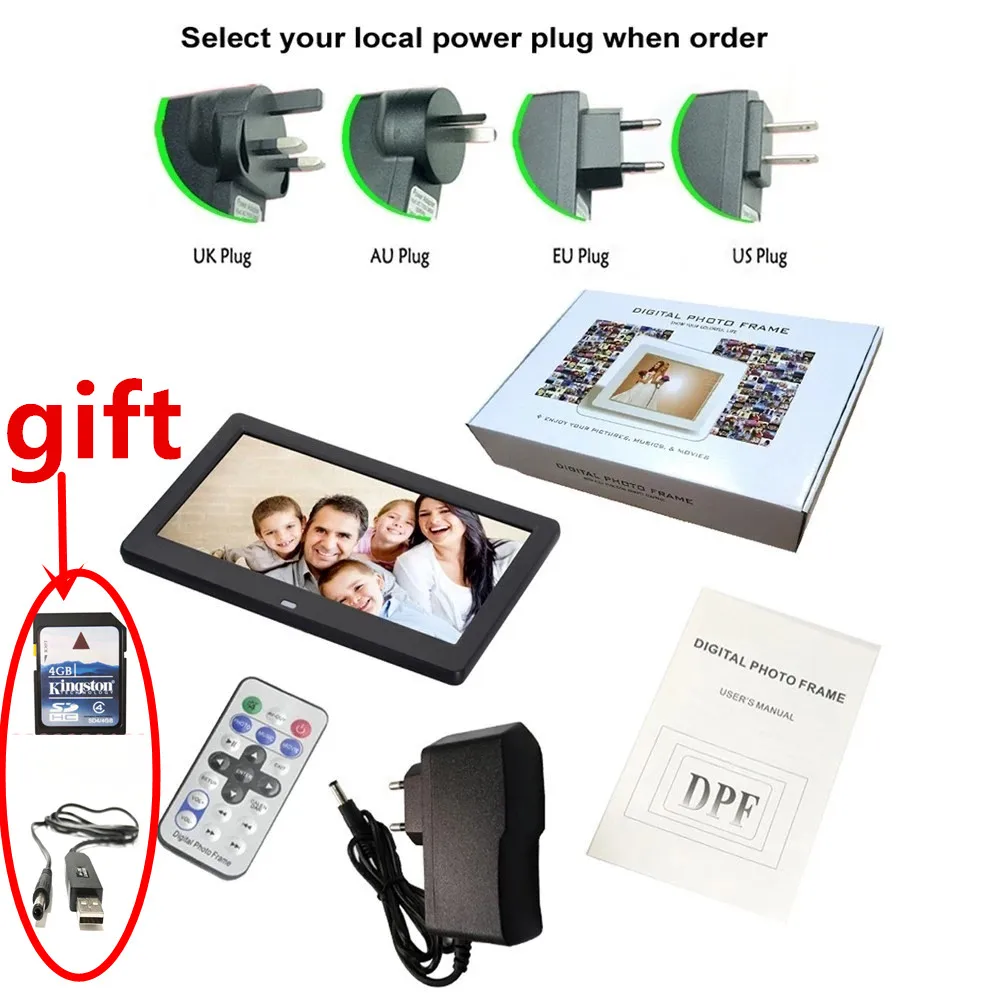 

4G 10 inch Screen LED Backlight HD 1024*600 Digital Photo Frame Electronic Album Picture Music Movie Full Function Good Gift