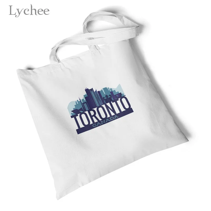toronto skyline Lychee Harajuku Liverpool Nashville Женская Холщовая Сумка с принтом Большая складная сумка для покупок оригинальная дорожная сумка на плечо - Цвет: toronto skyline