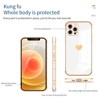 luxury soft electroplated love heart phone case for iphone 11 12 13 pro max xs x xr shockproof bumper back cover