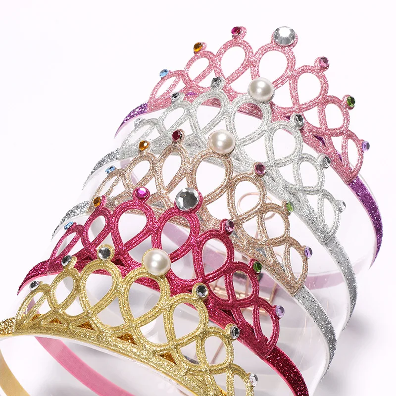 

7PCS Pearl Crystal Crown Princess Hair accessories Children's Baby Girls Headband Newborn Photography Props Headwear