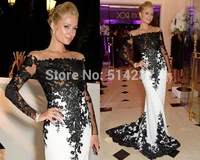black and white lace long sleeves mermaid evening dress 2021 dubai luxury formal party gown plus size