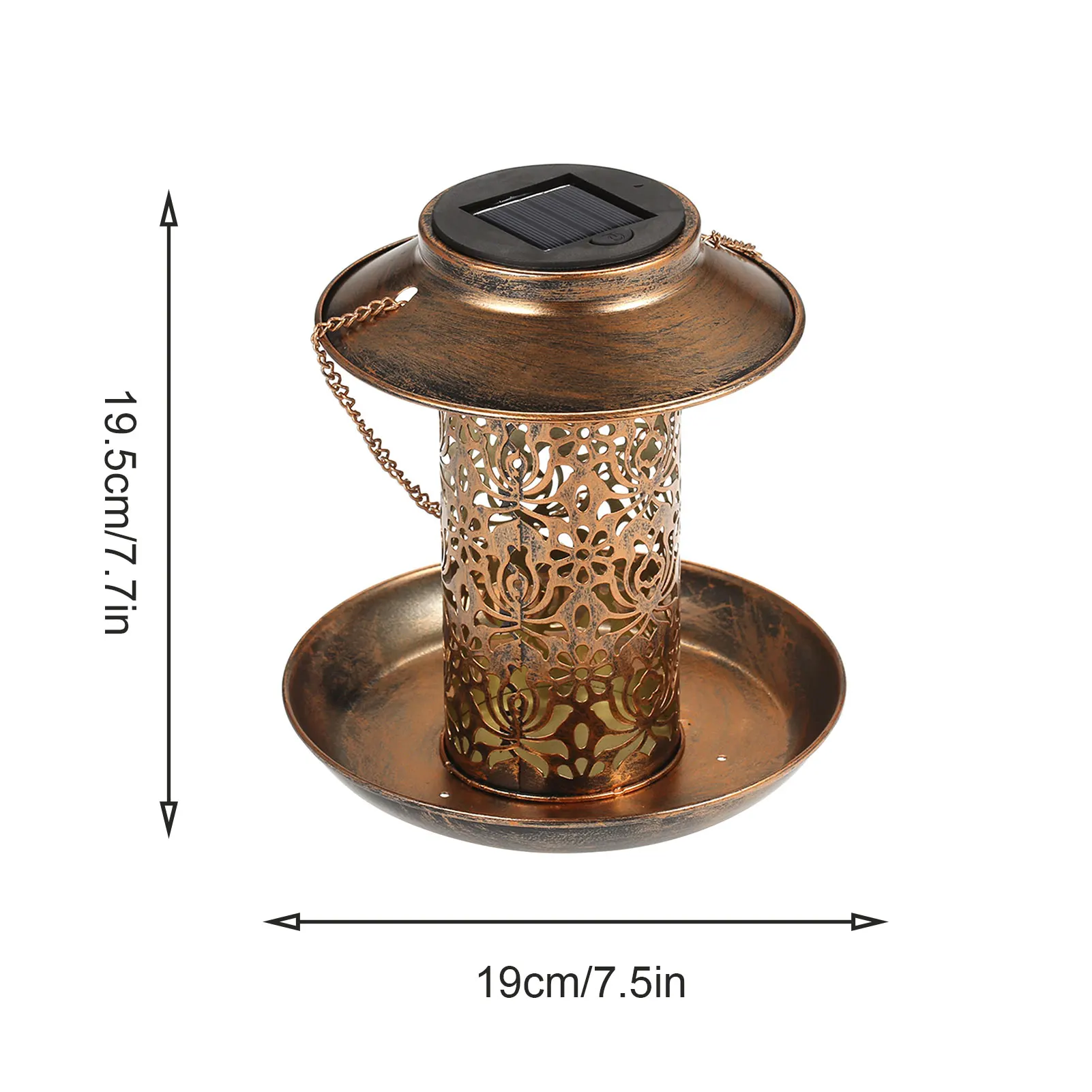 

Metal Solar Bird Feeder Hollowed Outdoor Hangings Wild Bird Feeders with Light for Garden Backyard Patio Decoration