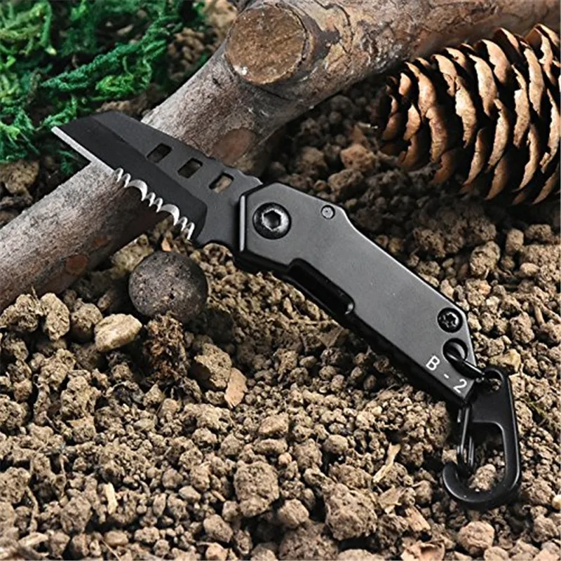 

B-2 Bomber Nano Knife Tactical Pocket Knife Keychain EDC Multi-purpose Swiss Military Steel Survival Gear for Outdoor Camping