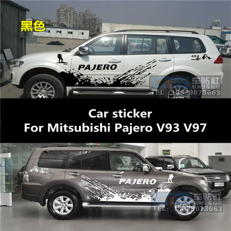 For Mitsubishi Pajero V93 V97 V73 car sticker appearance decorative body color strip Pajero car off-road vehicle stickers