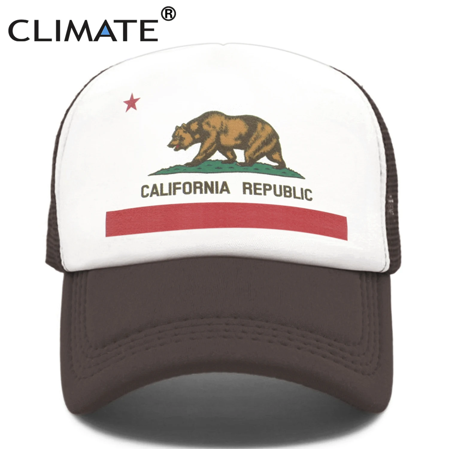 CLIMATE California, Кепка для водителя грузовика, мужская, медведь, флаг California, флаг, кепка s, женская, забавная, хип-хоп кепка, бейсбольная кепка, крутая, летняя, сетчатая Кепка